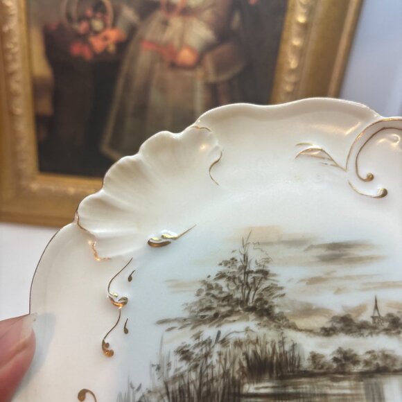 6 Hand Painted Plates Wetland Scenes Vtg J.P. Limoges France 6”W - Picture 13 of 16